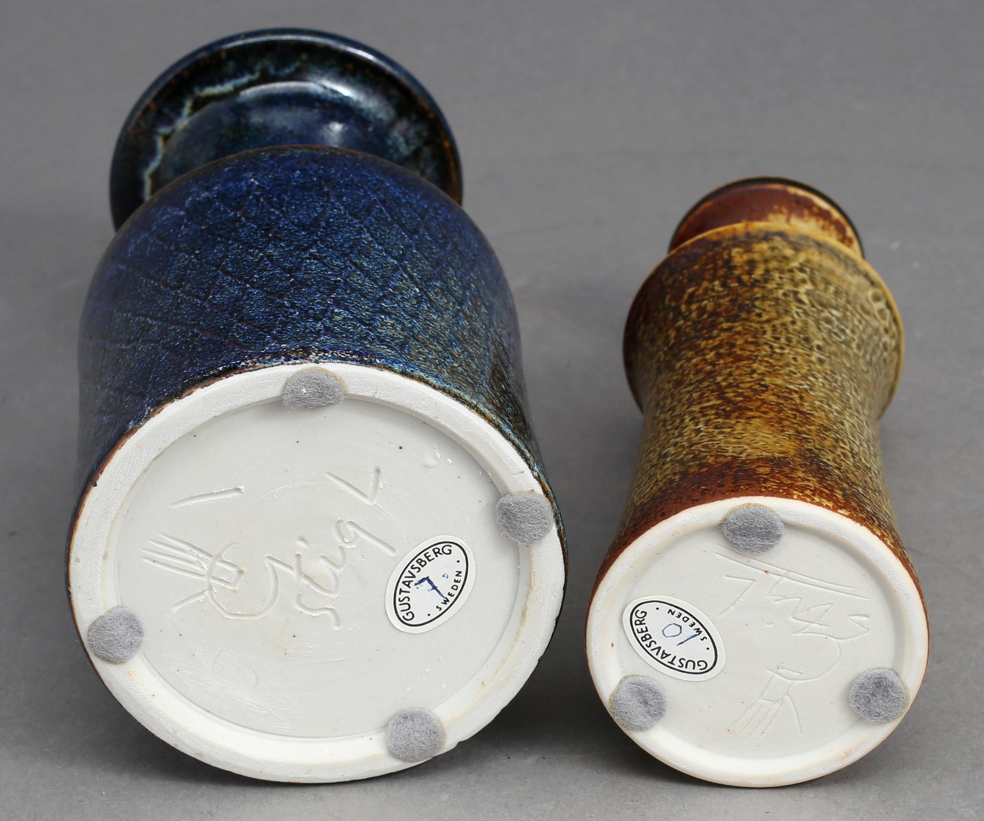 VASER 2 st, Stig Lindberg, Gustavsberg studio. Stengods.