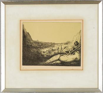 Wilhelm Freddie · WILHELM FREDDIE, färglitografi, signerad, provtryck.