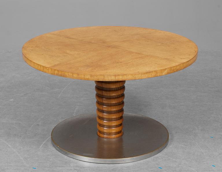 A Swedish elm and brass-lined pewter base table, 1930's.