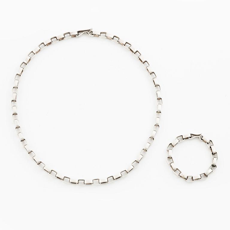 Sven-Erik Högberg, necklace and bracelet, sterling silver, Gothenburg 1975 and 1985.