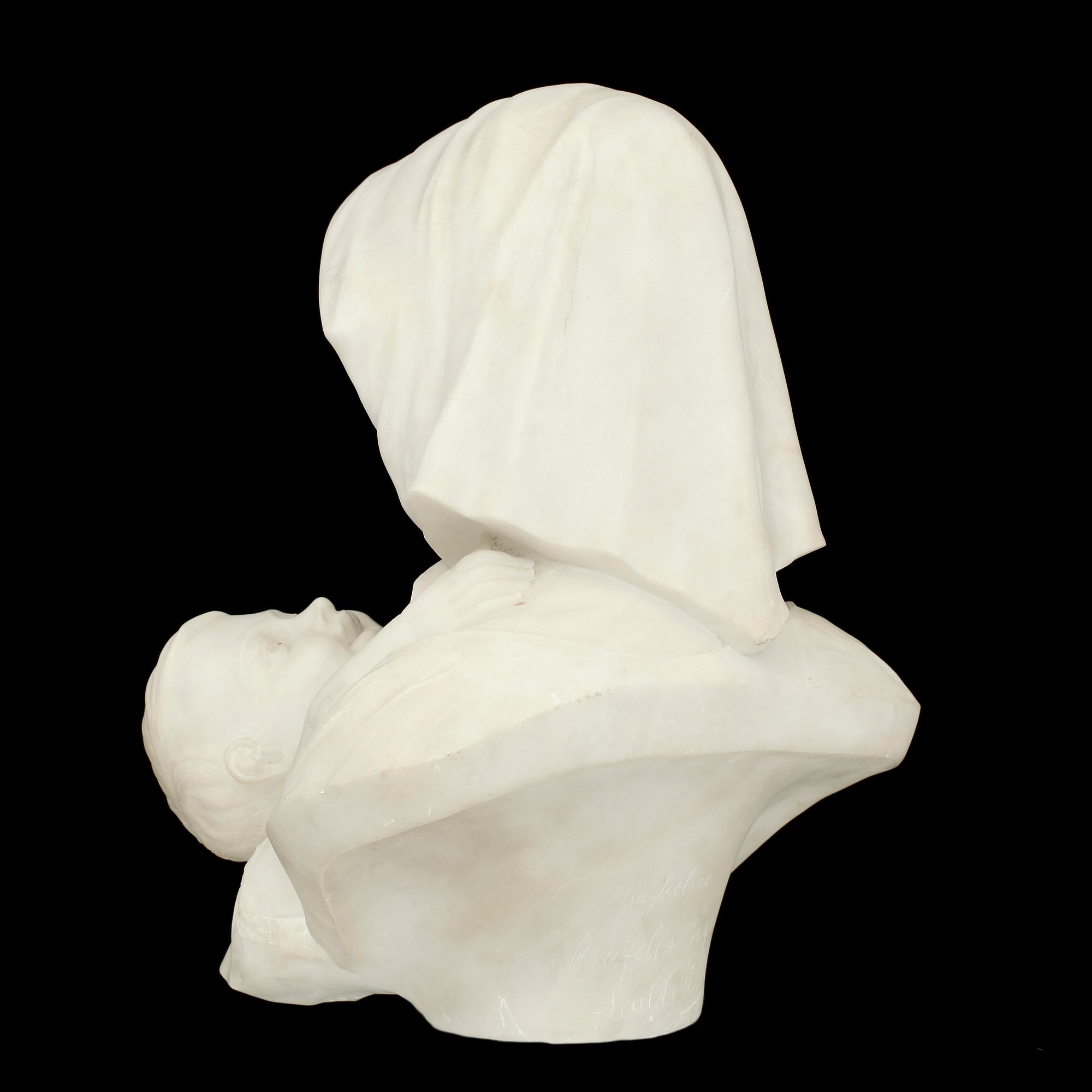 OKÄND KONSTNÄR, alabaster, otydl sign Guglielmo Croufeli di Figli? Omkring år 1900.