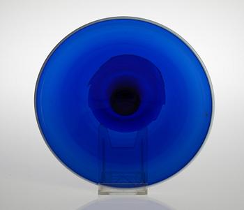 A blue glass serving dish, 19th Century.