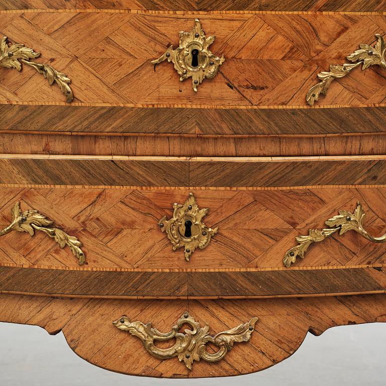 A rosewood parquetry commode, Stockholm, later part 18th century.