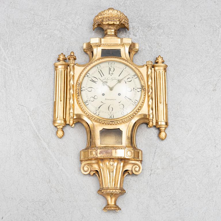 A Gustavian wall clock, by Johan Nyberg (master in Stockholm 1787-1801).