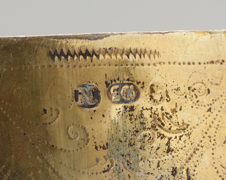 A German 17th century silver-gilt cup, makers mark of Stephan Gressel, Nürnberg (1602-1634).