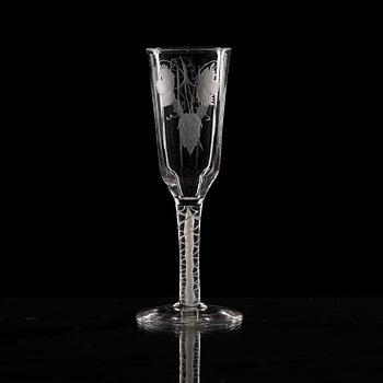 VINGLAS, sju stycken. England, 1700-tal.