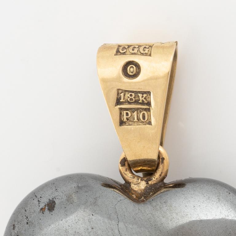 Gold and hematite heart pendant, Alf Halldin.