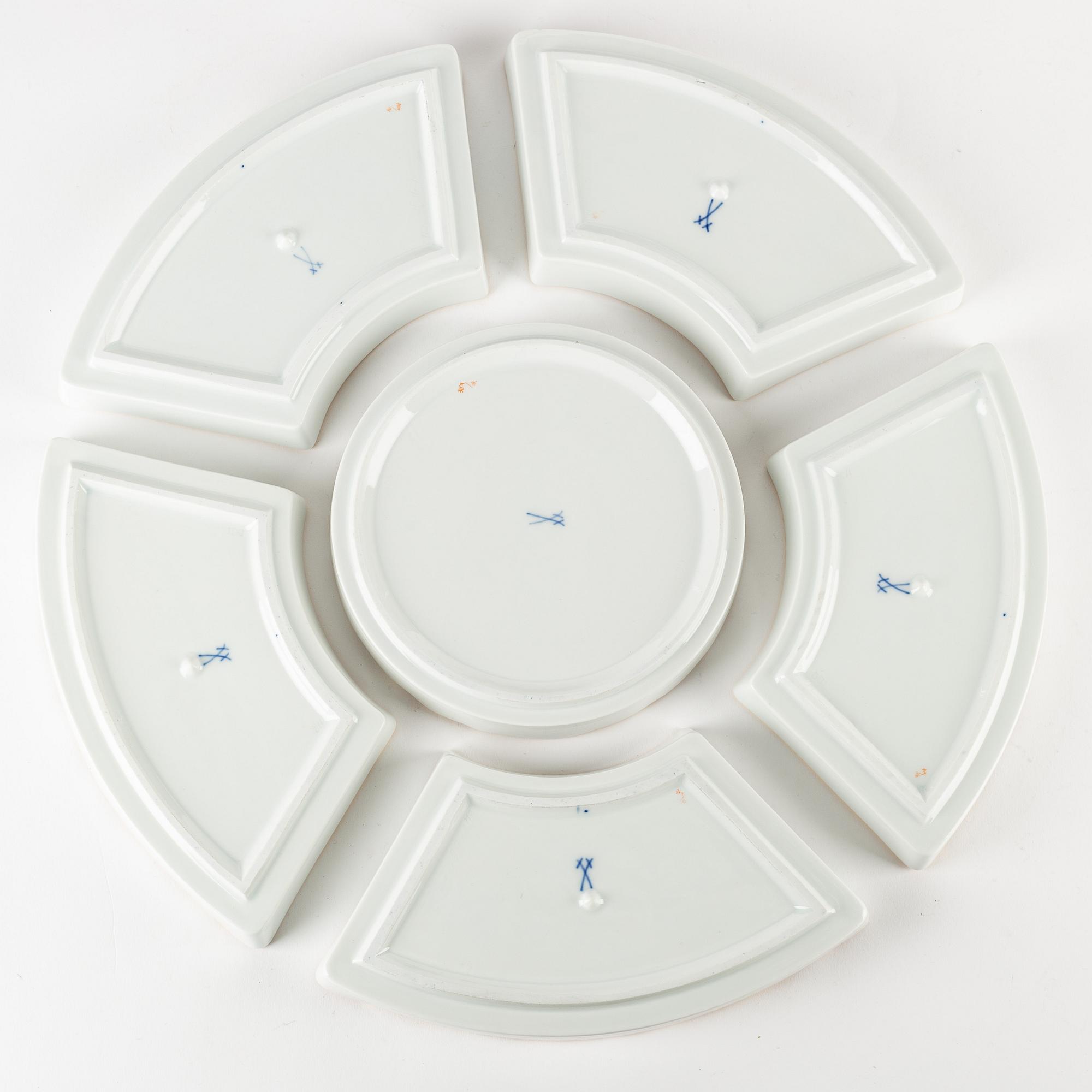 A Meissener porcelain six-piece sweetmeat set, first part of the 20th Century.