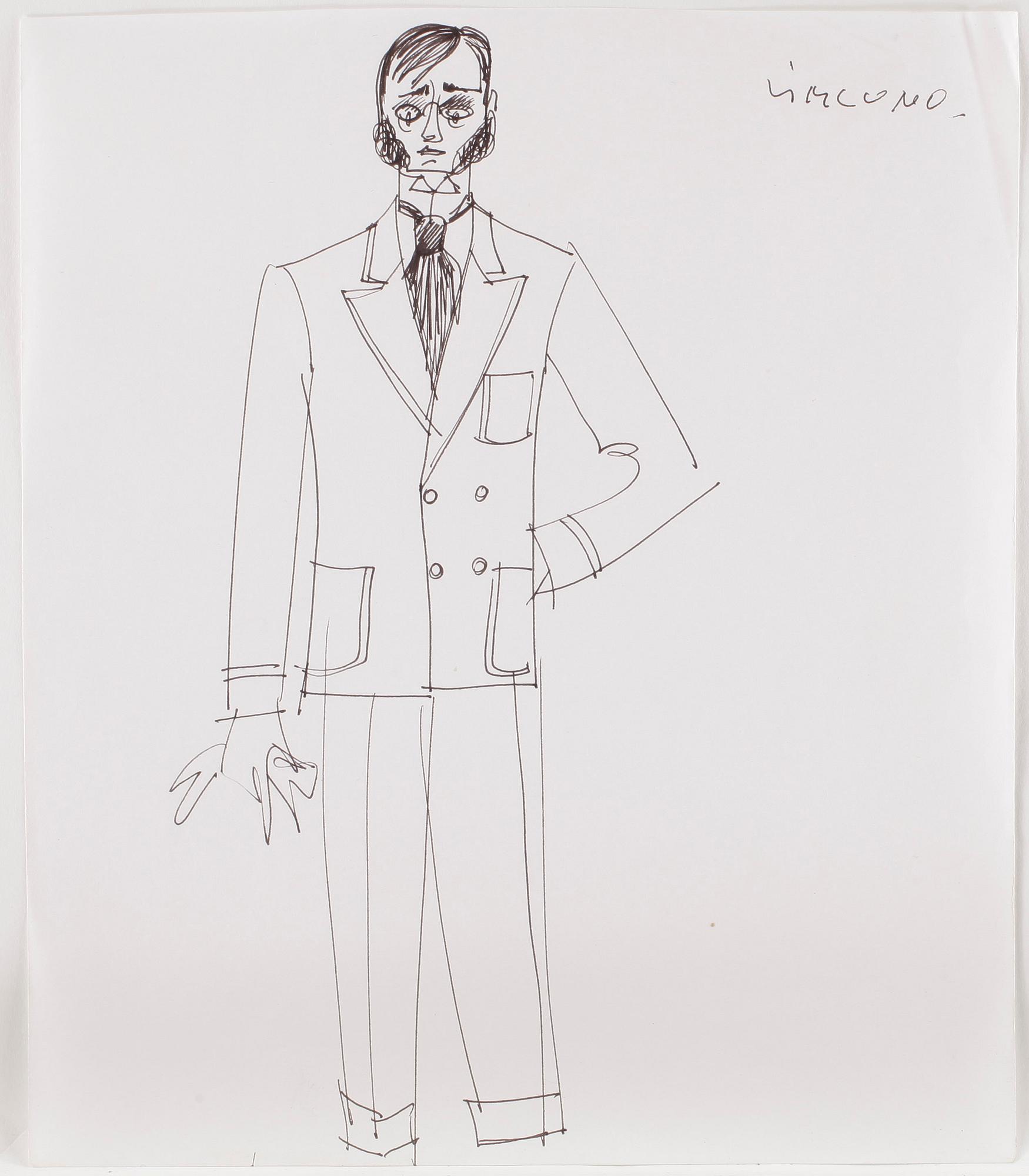 MAX GOLDSTEIN (MAGO) akvarellteckningar, kostymskisser och blyertsteckningar, ca 70 st, bl a 1940-tal, delvis sign.