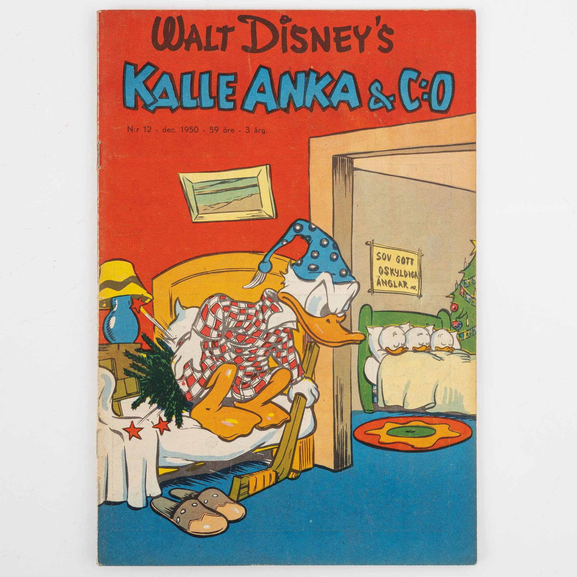 Serietidningar, "Kalle Anka & Co", 14 st, komplett årgång 1950.