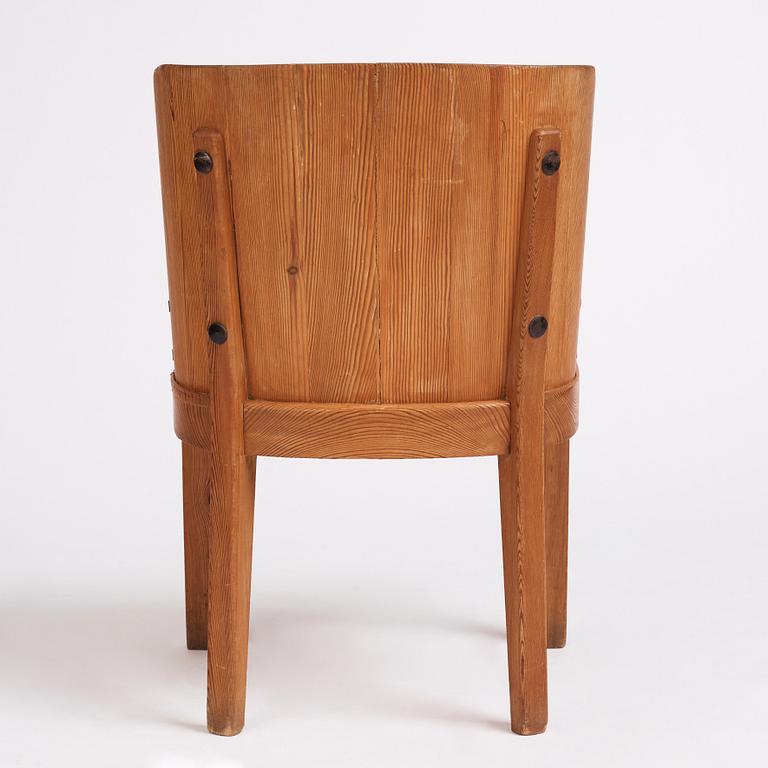 Axel Einar Hjorth, a stained pine 'Lovö' chair, Nordiska Kompaniet, Sweden 1930s.