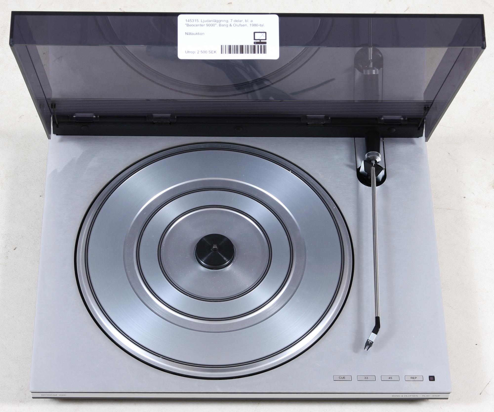LJUDANLÄGGNING, 7 delar, bl. a. "Beocenter 9000", Bang & Olufsen, 1980-tal.