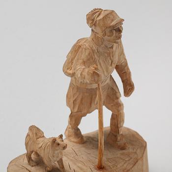 MARTIN STENSTRÖM, Jutsajaure, 2 st skulpturgrupper, snidat trä, signerade M.S.