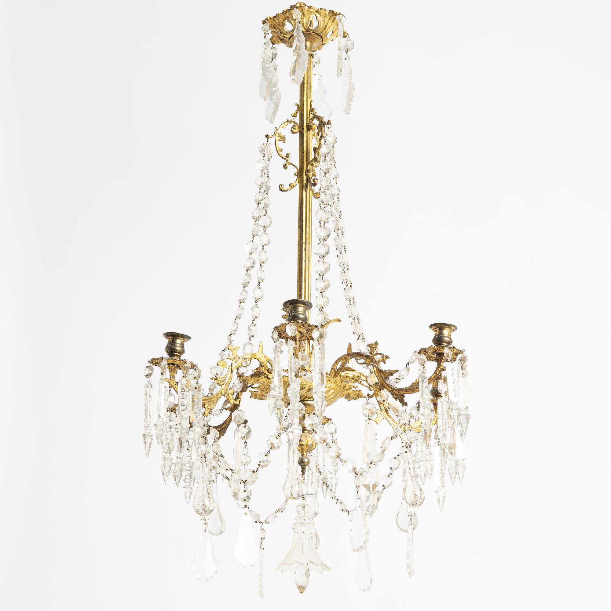 Chandelier, Oscarian, circa 1900.