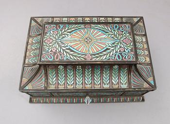 A Ferdinand Boberg Art Nouveau silver and enamel jewelry box, CG Hallberg, Stockholm 1909.