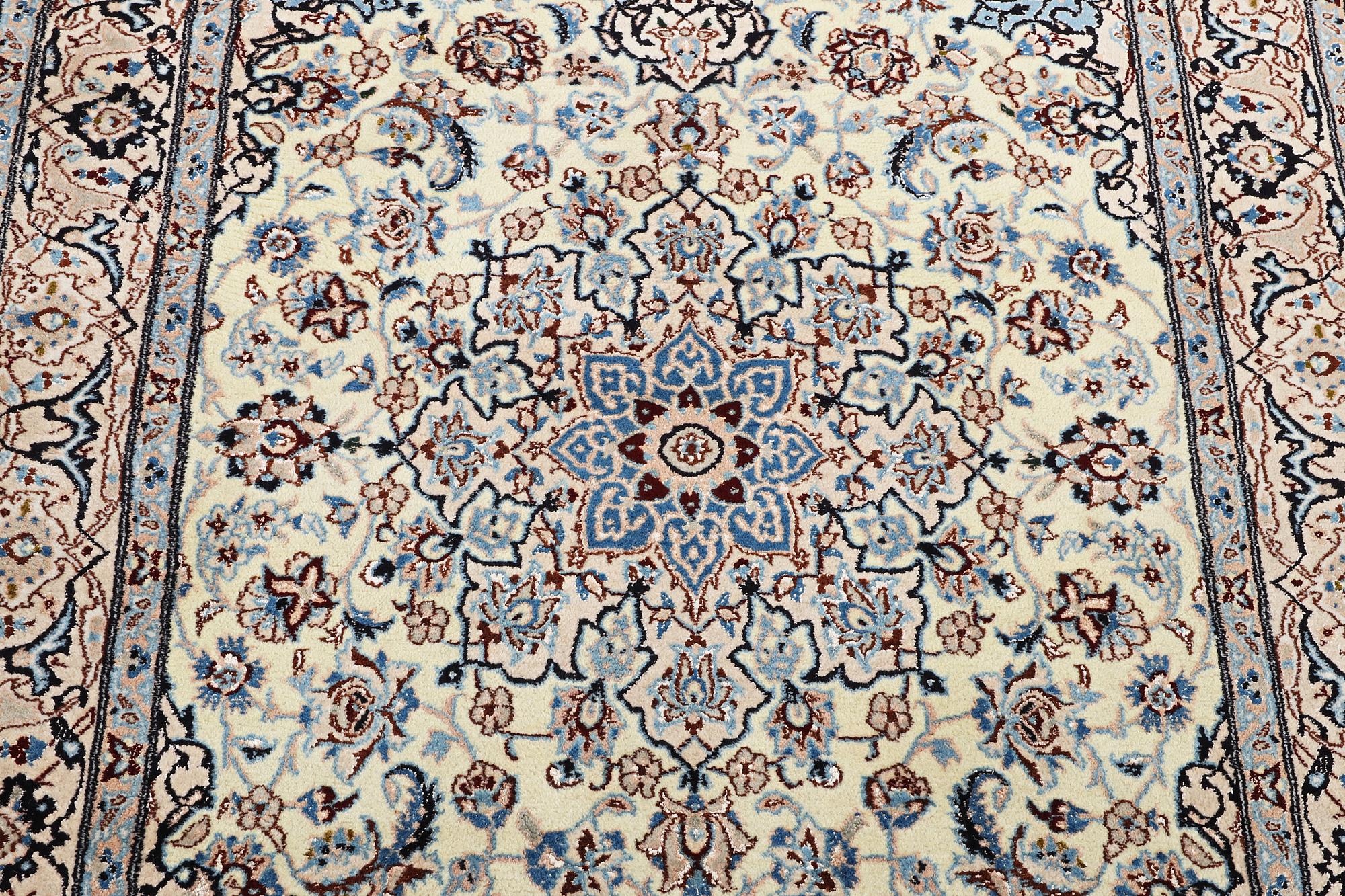 A part silk Nain rug, 9LA, c. 204 x 125 cm.