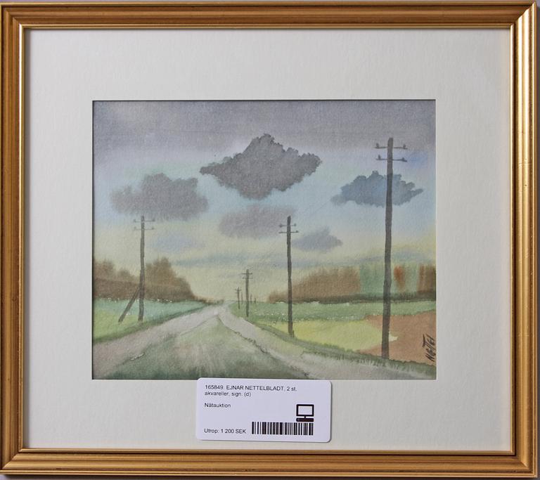 EJNAR NETTELBLADT, akvareller, 2 st, sign.