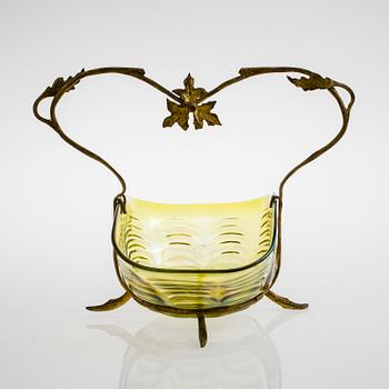 SKÅL, glas och metall, art nouveau, Loetz art, sekelskiftet 1800/1900.