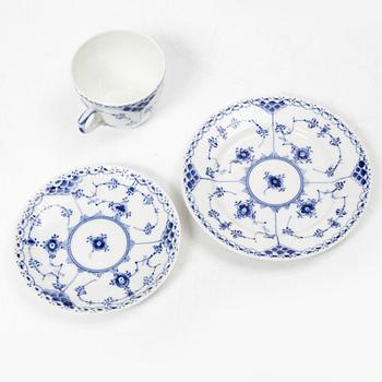 Royal Copenhagen, a 32-piece porcelain 'Blue Fluted' coffee service, mostly half lace, Denmark, 1950's/60's.