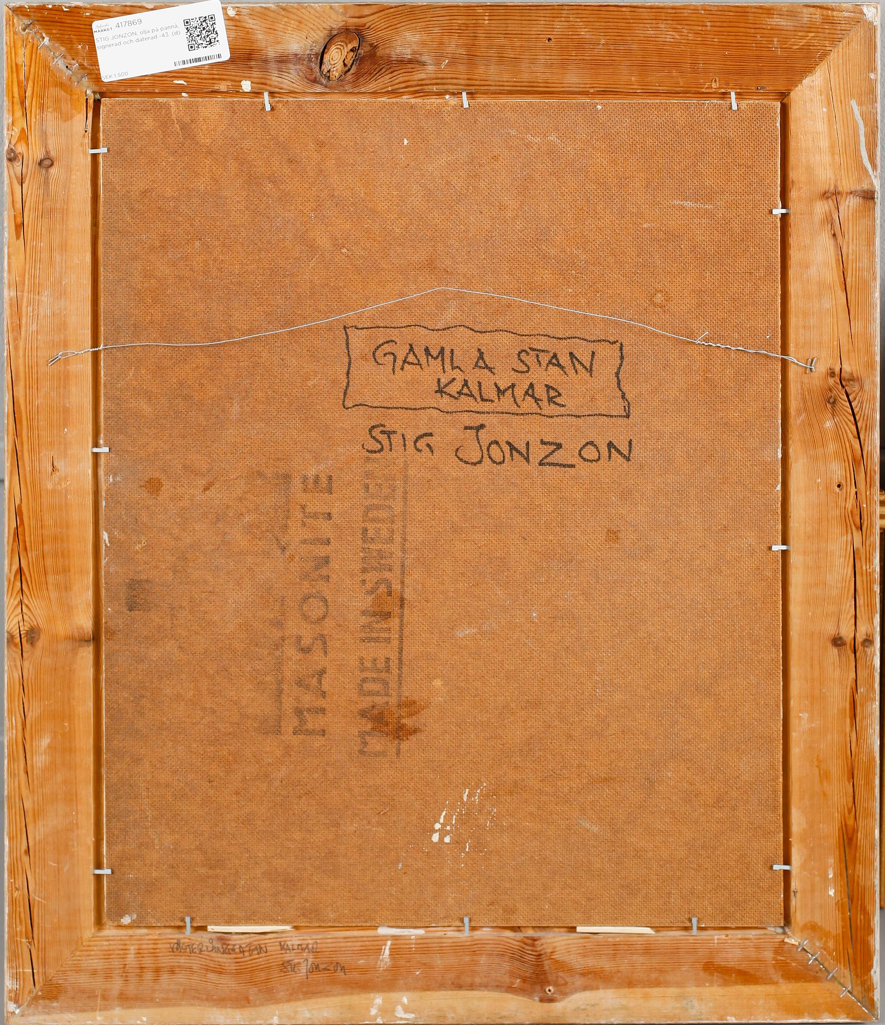 STIG JONZON, olja på pannå, signerad och daterad -43.