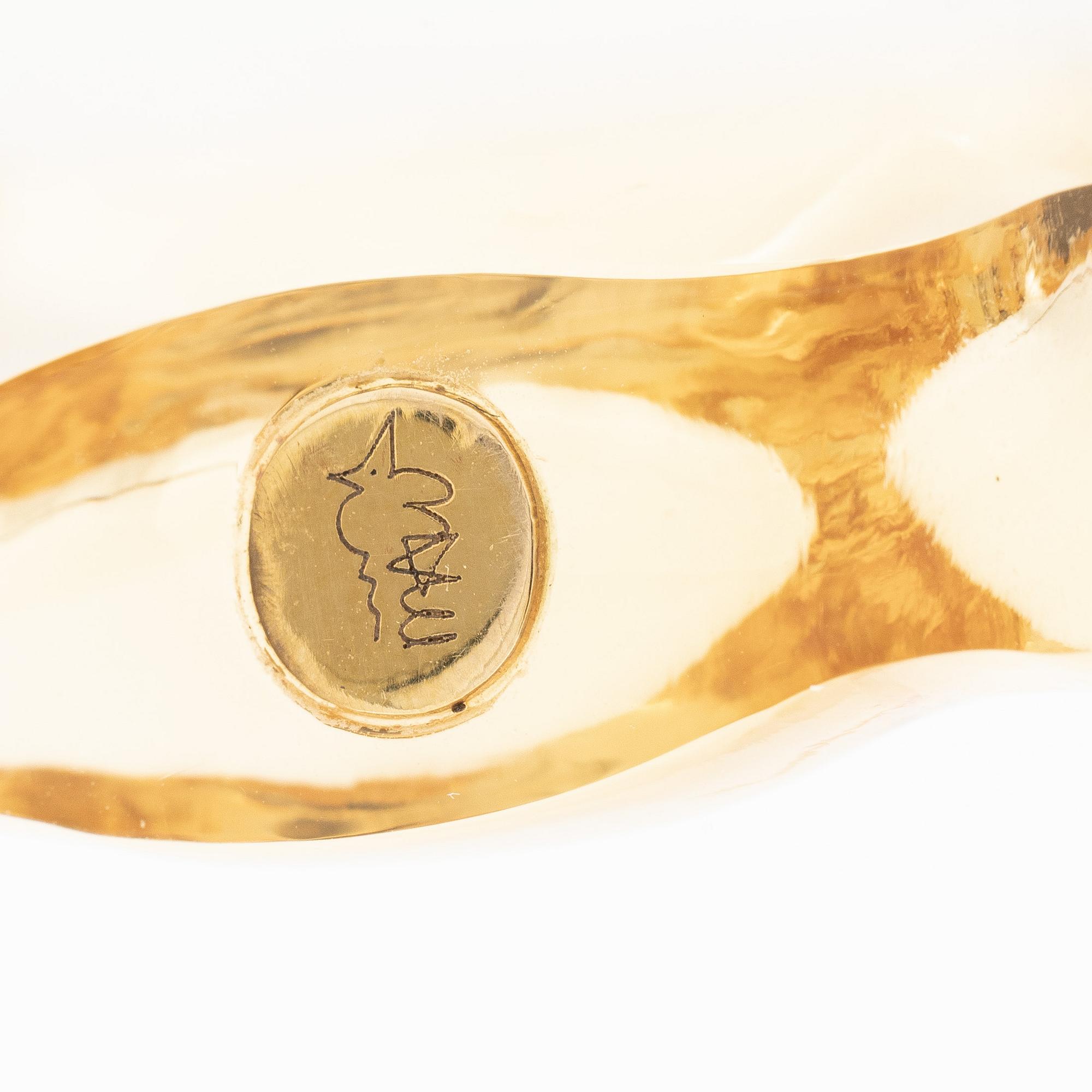 Necklace, 17K gold with citrine in the form of a sweet wrapper.