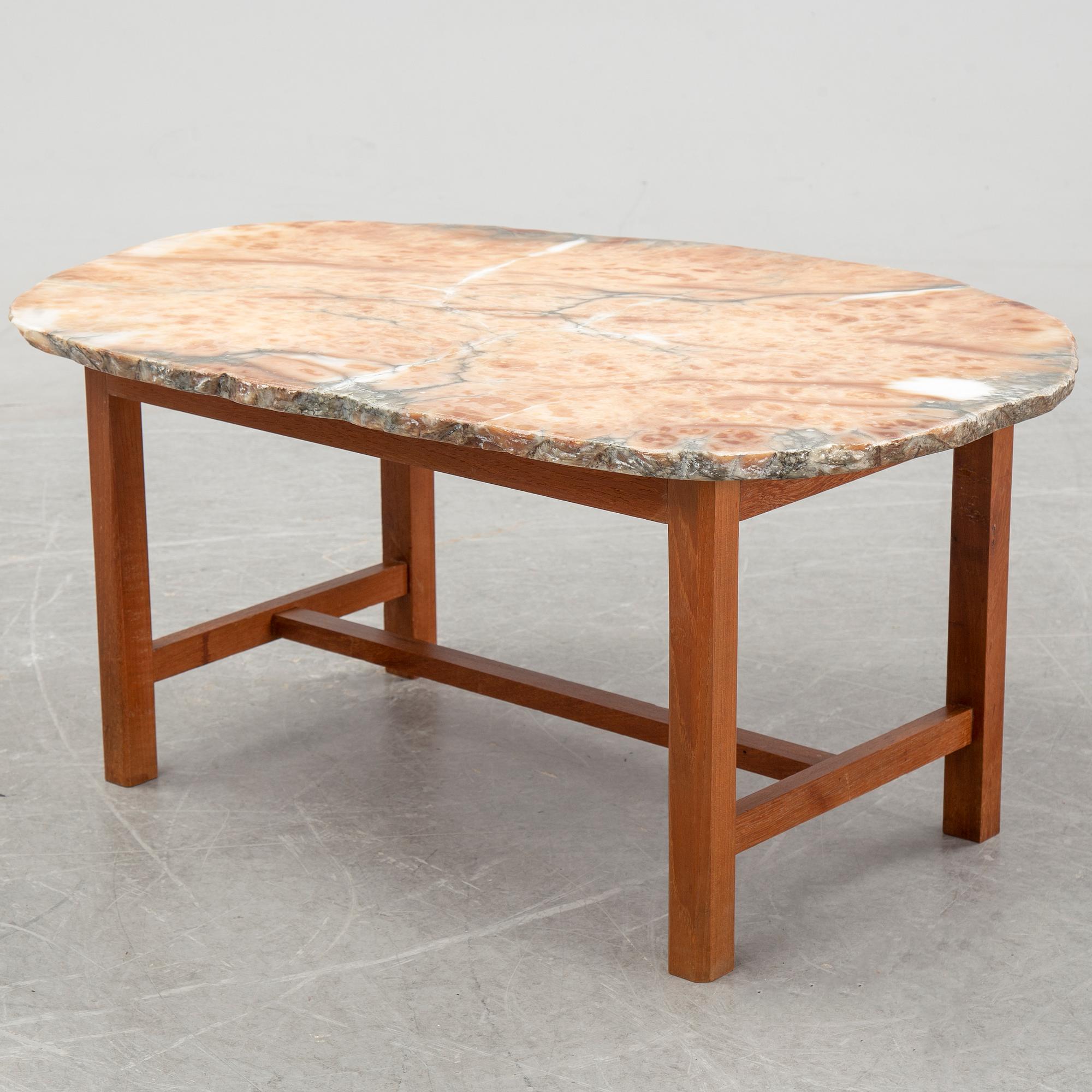 An agate top Swedish Modern coffee table, 1940's/50's.