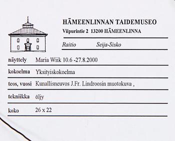 MARIA WIIK, PORTRÄTT AV KOMMUNALRÅDET  J. FR. LINDROOS.