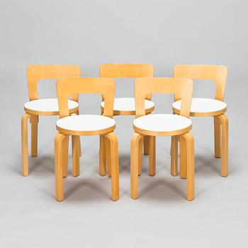 Alvar Aalto,  stolar, 5 st, modell 65, Artek 2000-tal.