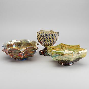 WILHELM KRALIK SOHNE, a set of three Art Deco glass bowls.