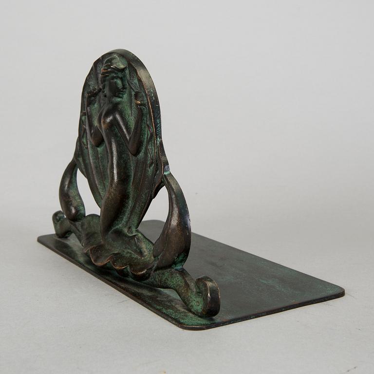 A bronze BOOK END, Art Deco, Ystad Metal.