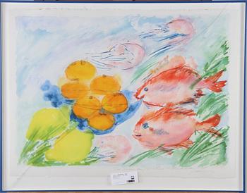 LINDERHOLM, LENA. Färglitografi, sign med dedikation.