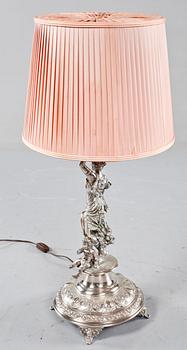 BORDSLAMPA, nysilver, omkring år 1900.