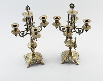 KANDELABRAR, 1 par, brons, 1800-talets andra hälft.