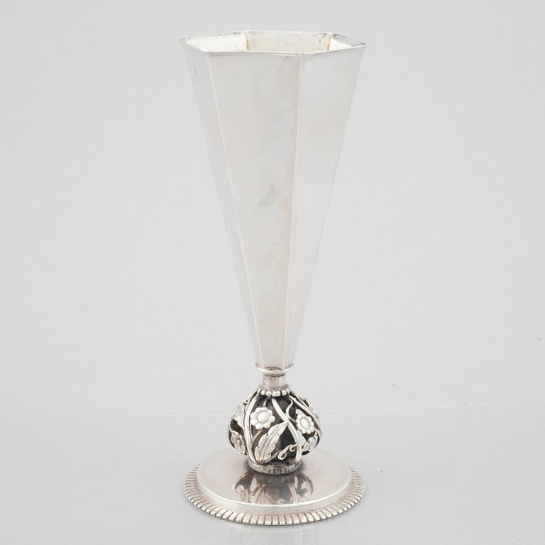 A Swedish Silver Vase, mark of Tore Kullander, Silversmén, Borås 1942.