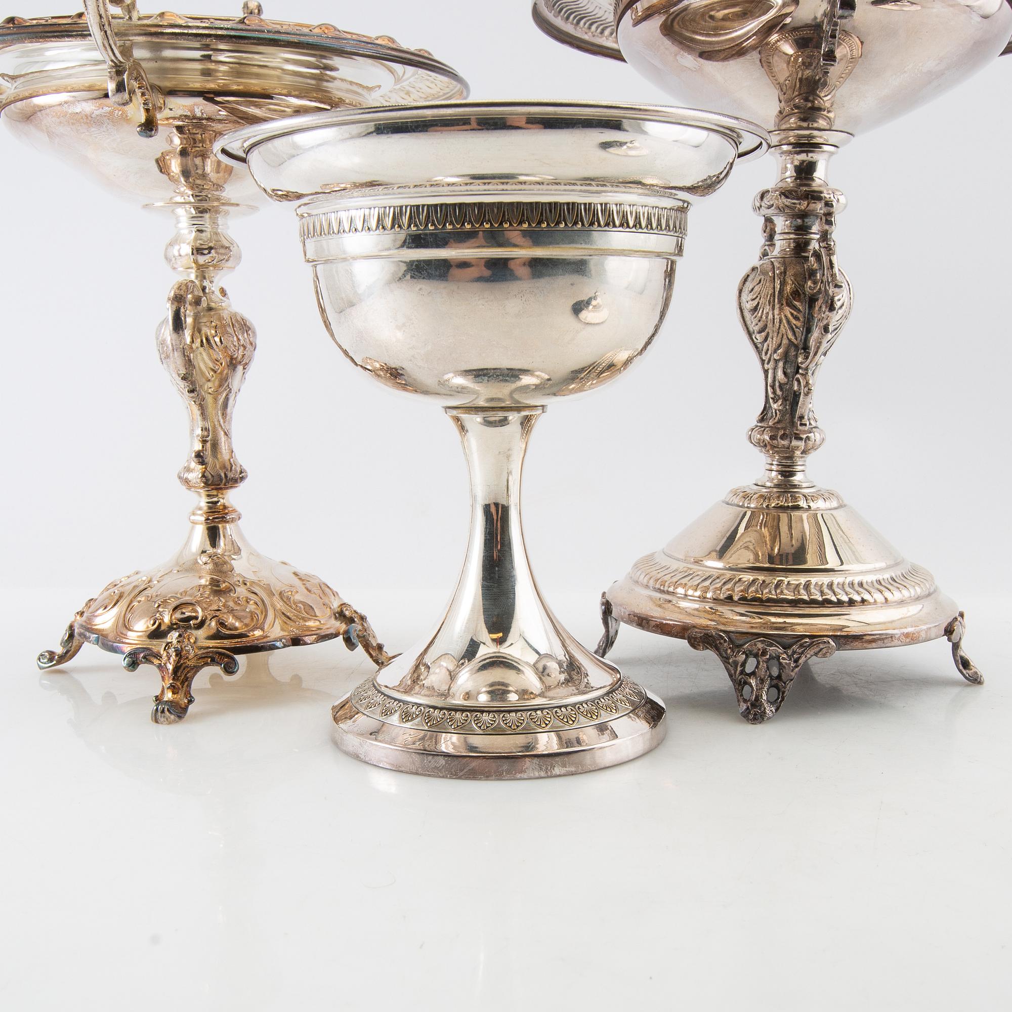 Sugar bowls 3 pcs, silver plate, early 20th century.