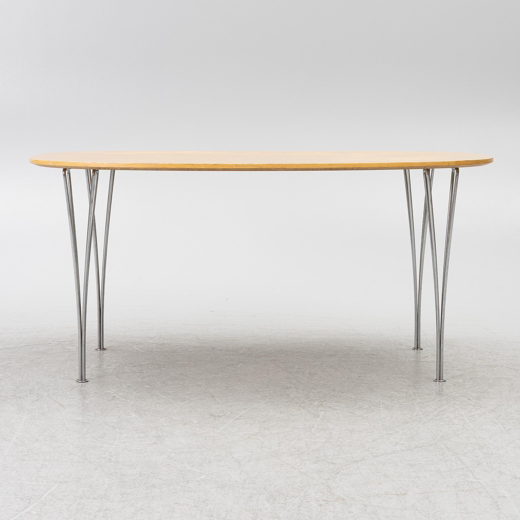 Bruno Mathsson, & Piet Hein, a 'Superellipse' dining table, Fritz Hansen, Denmark, 1982.