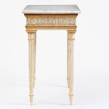 Konsolbord, tillskrivet Jean Baptiste Masreliez (formgivare och ornamentbildhuggare i Stockholm), Sengustavianskt.