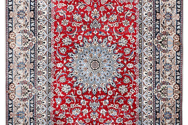 A carpet, Nain, part silk, 6 laa, c. 303 x 184 cm.