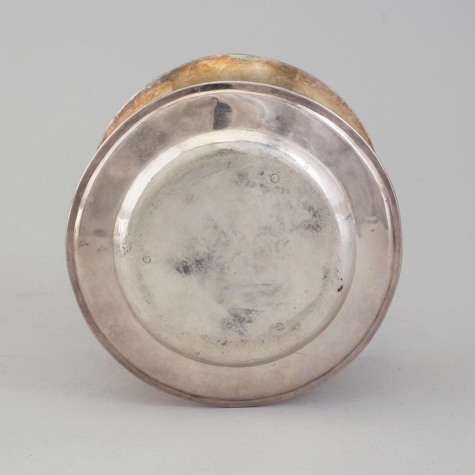JOHAN GUSTAF ÅKERMAN, såsskål med fat, silver, Stockholm, 1820.