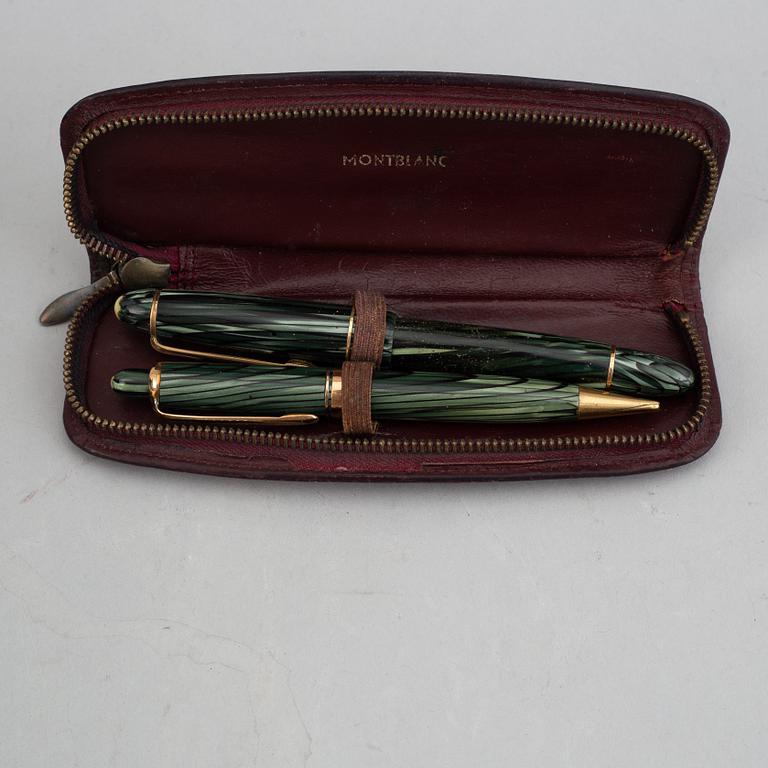 Montblanc, a fountain pen and a pencil in a leather case, 1950's.