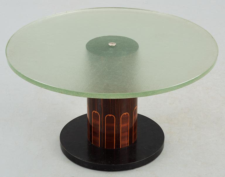 An Alvar Andersson glass top sofa table, Stockholms Stads Hantverksförening, 1930's.