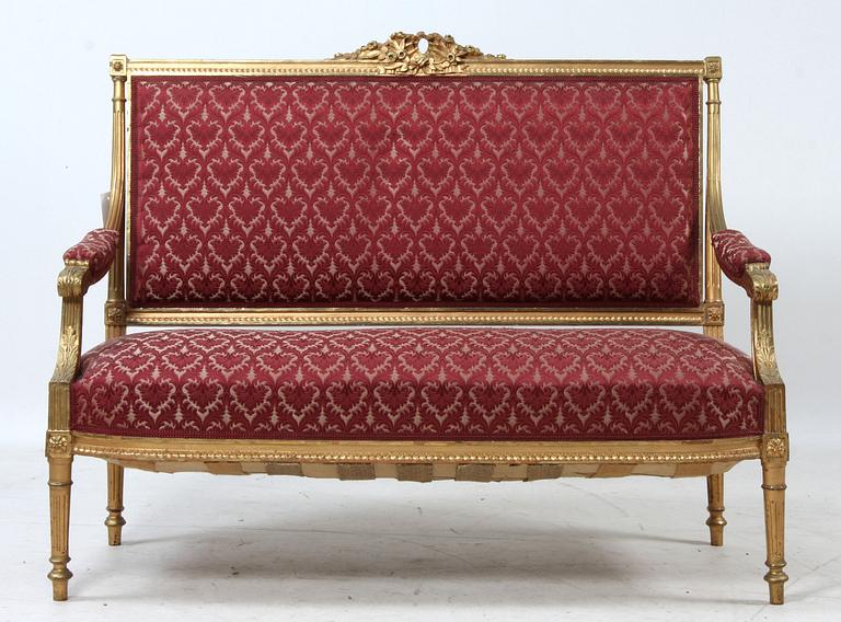 SALONGSGRUPP, 10 delar, Louis XVI-stil, 1900-tal.