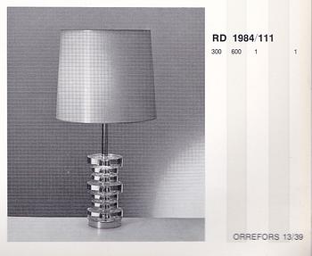 Carl Fagerlund, a pair of table lamps model "RD 1984", Orrefors, 1960s-70s.