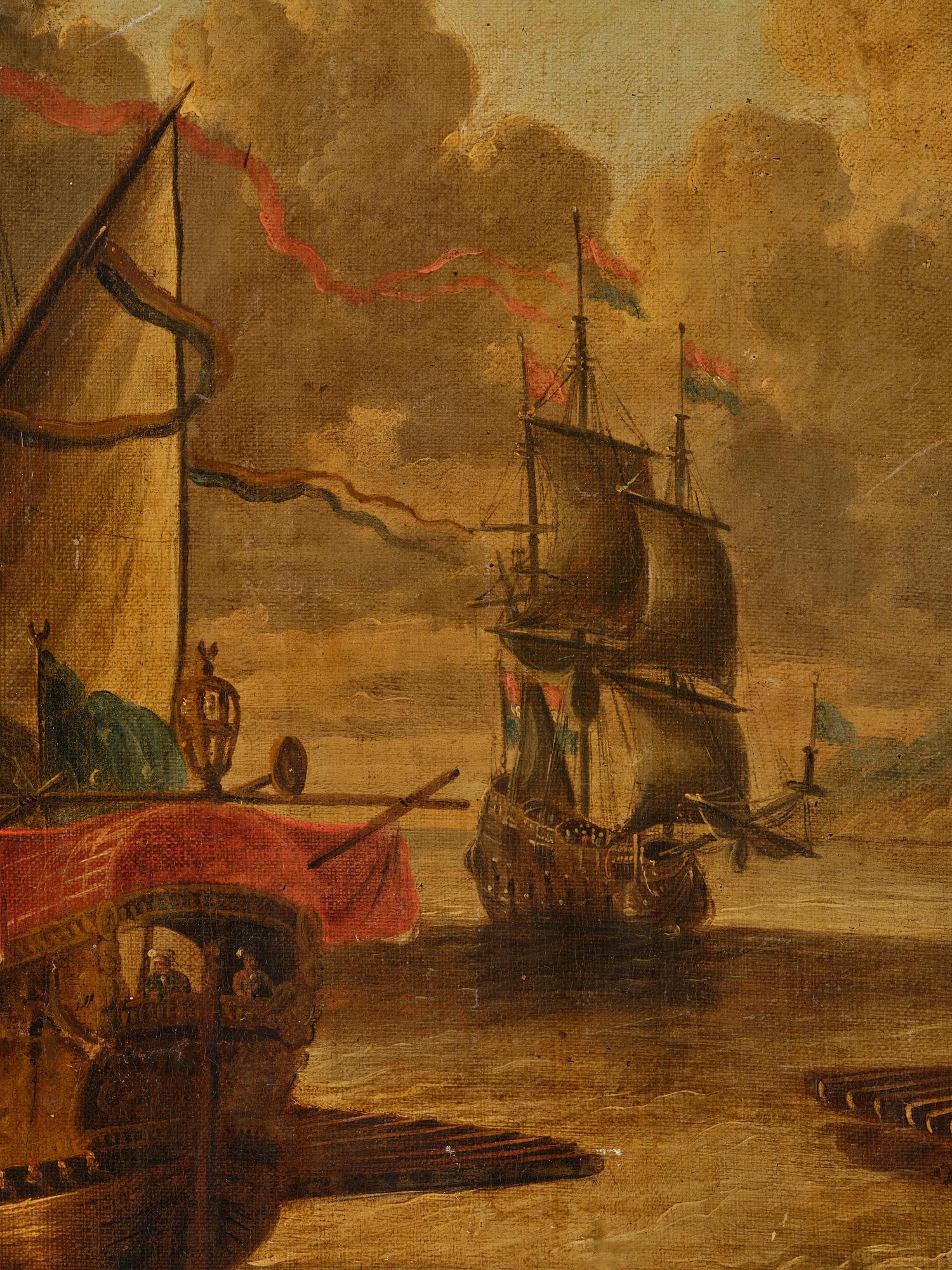 Peter van den Velde, follower of, Ship below the castle.