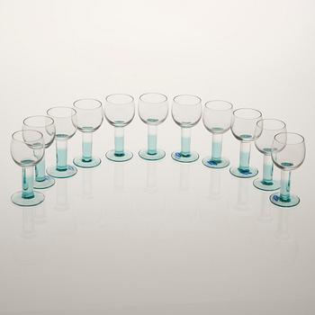 VINGLAS och SNAPSGLAS, 12+11 st, "Mondo", Kerttu Nurminen, Notsjö, 1900-talets senare hälft.