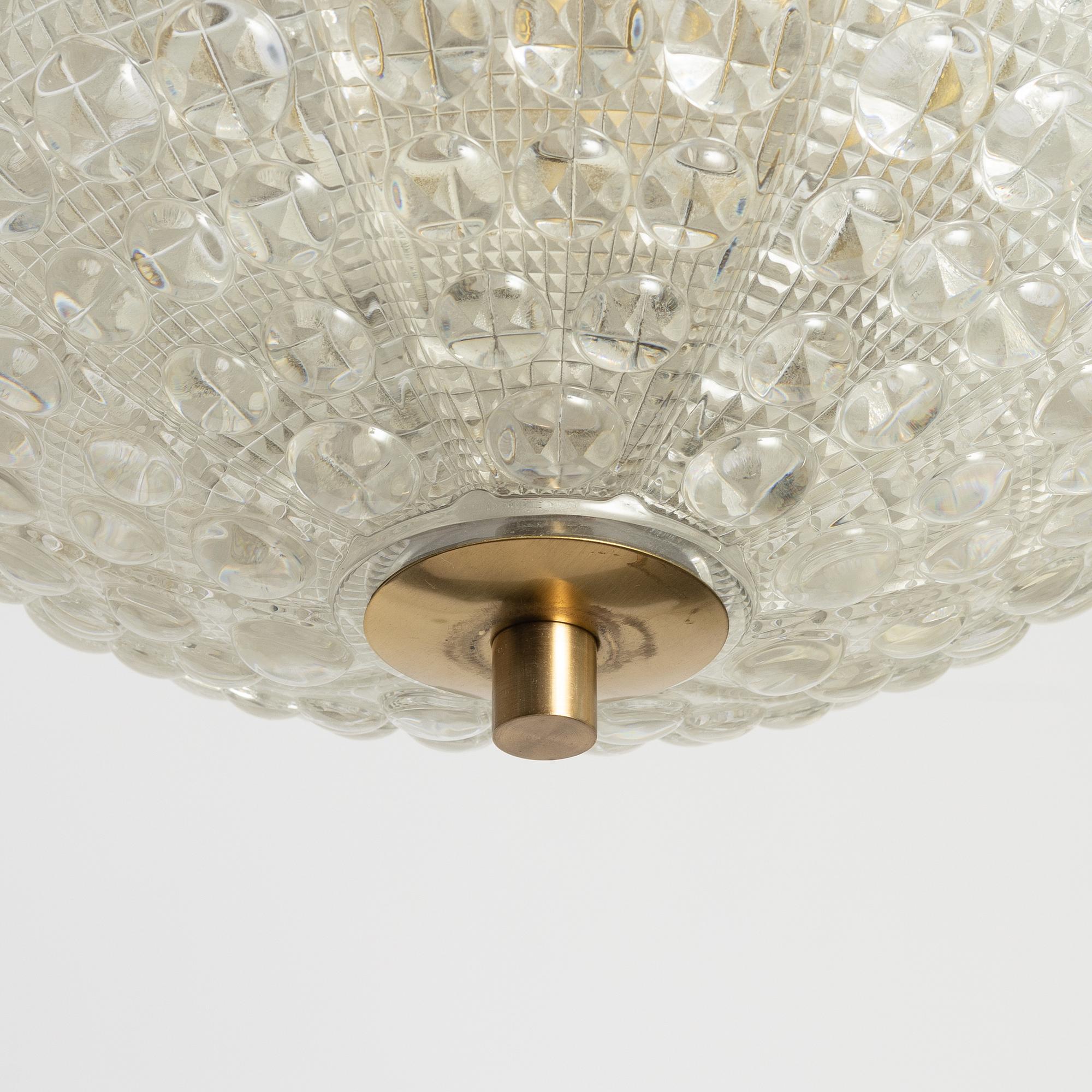 Carl Fagerlund, a set of three ceiling lamps, Orrefors.