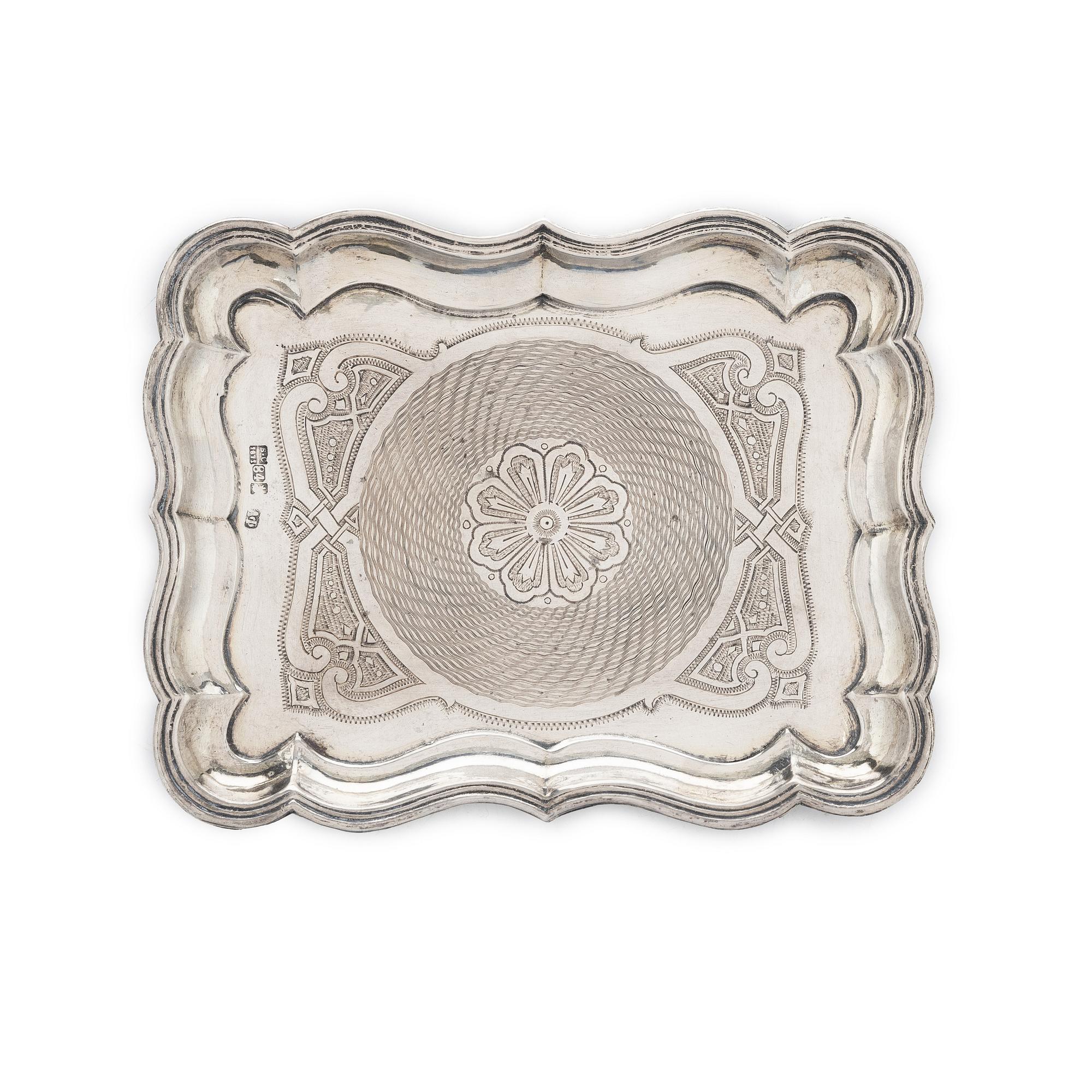 A Russian silver dish, mark of Alexander Fuld, Moscow, 1871.