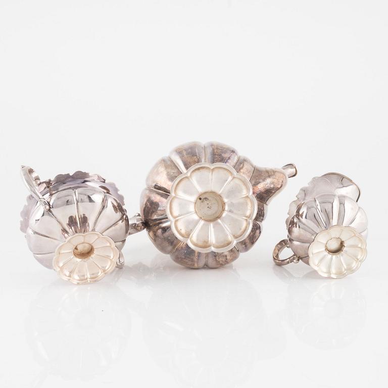 Kaffeservis, silver, 3 delar, Auran Kultaseppä, Åbo, Finland, 1946-65.