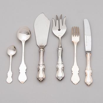 A 98-piece set of 'Romantika' silver cutlery, Kultakeskus oy, Hämeenlinna 1975-1991.