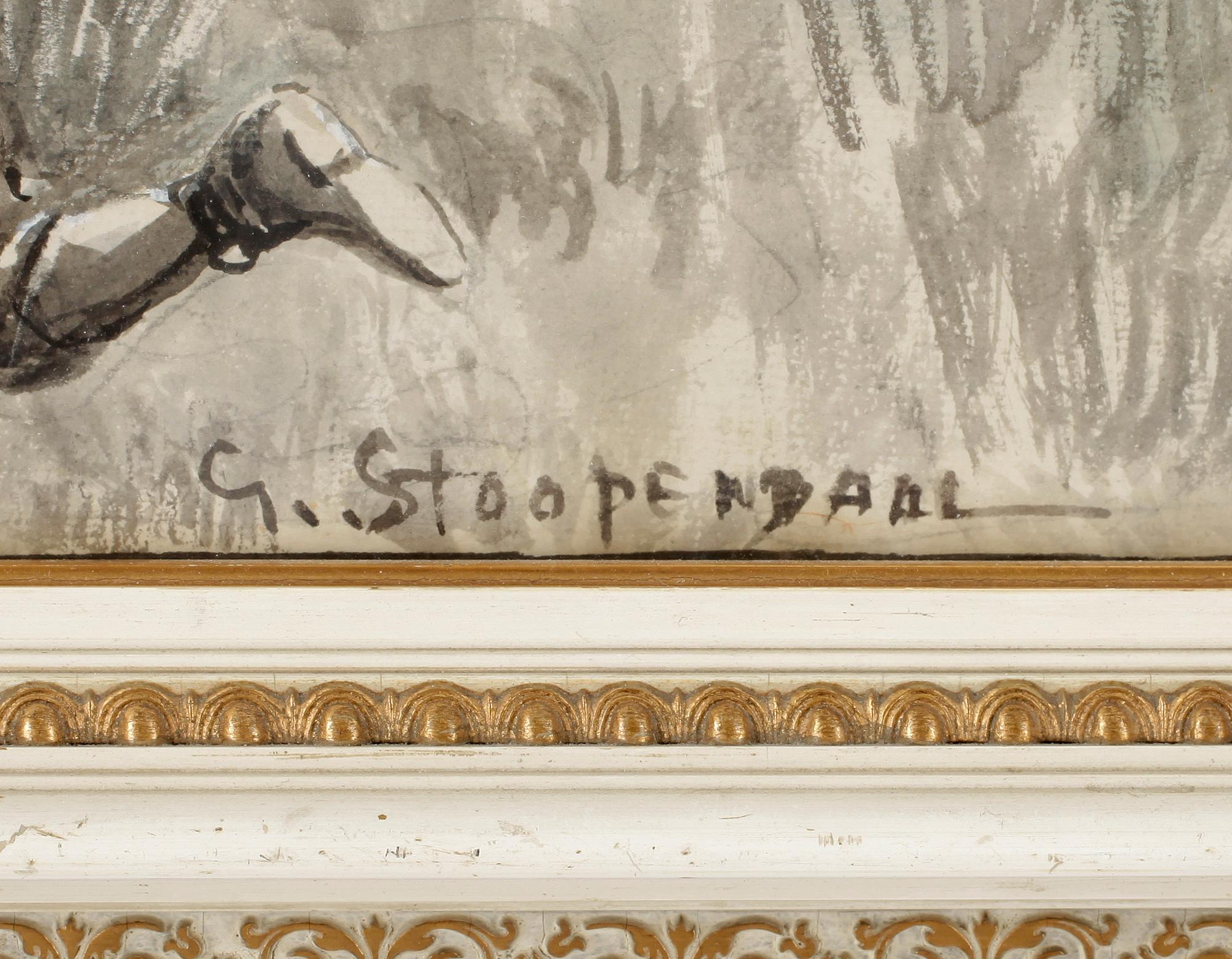 GEORG STOOPENDAAL, blandteknik på papper, signerad.